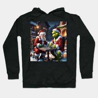 Santa Claus Vs The Grinch In A Game Of Chess Hoodie